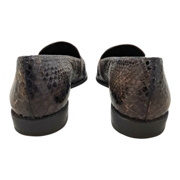 Stuart Weitzman Bronze Snakeskin Loafers Womens 9M - Picture 14 of 16